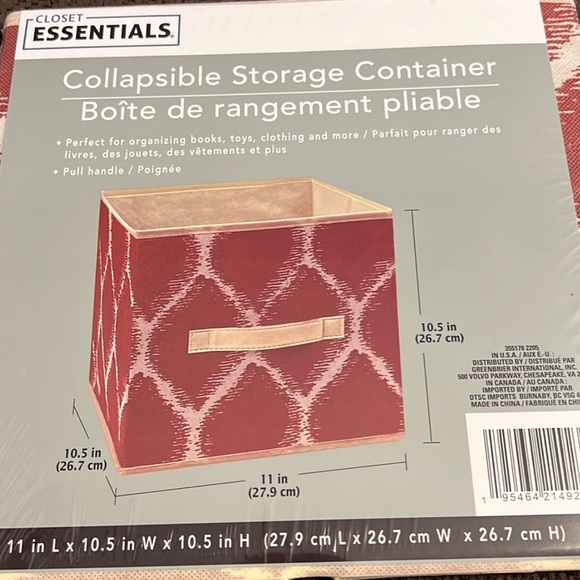New Lot of 4 Closet Essentials Harvest Red Collapsible Storage Containers - Picture 5 of 13